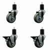 Service Caster 3.5'' Gray Poly Wheel Swivel 1-3/4'' Expanding Stem Caster Set 2 Brakes, 4PK SCC-EX20S3514-PPUB-2-PLB-2-134